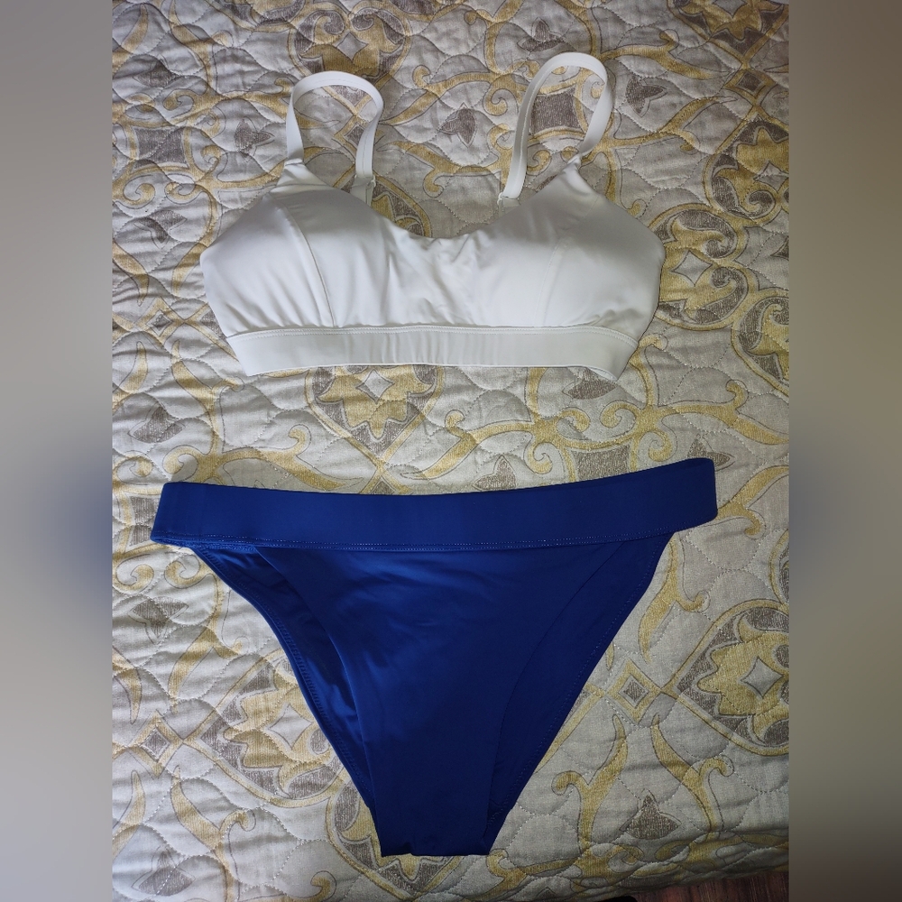 White and Blue Bikini Set